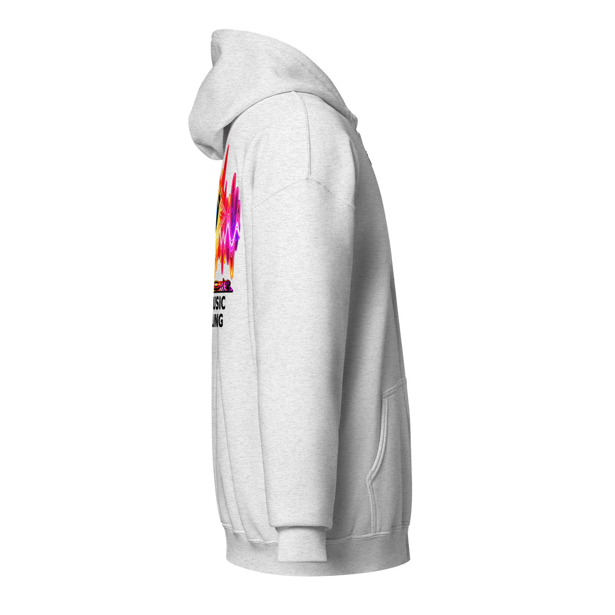 DJ Leslieson “House Music Is A Feeling” unisex zip hoodie in Ash, right side view