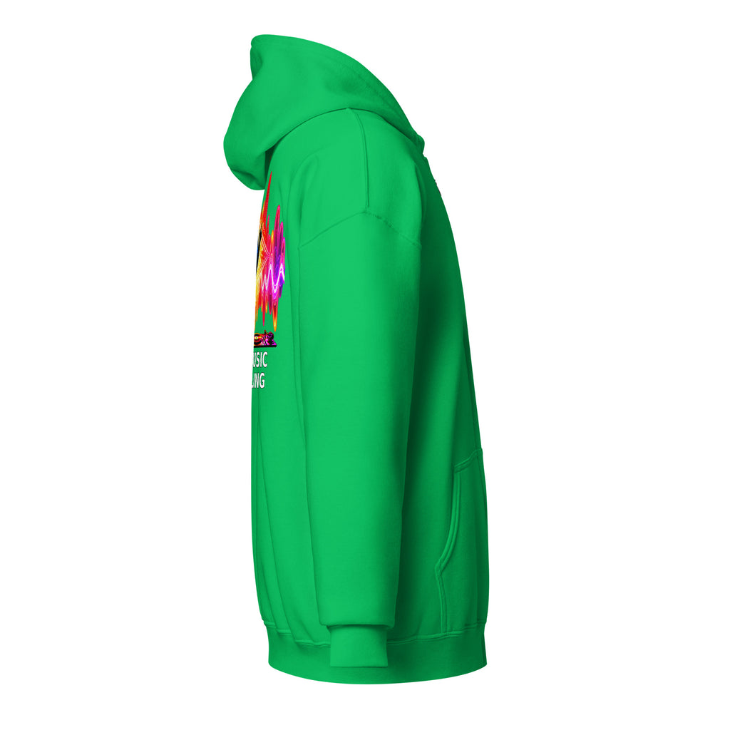 DJ Leslieson “House Music Is A Feeling” unisex zip hoodie in Irish Green, right side view