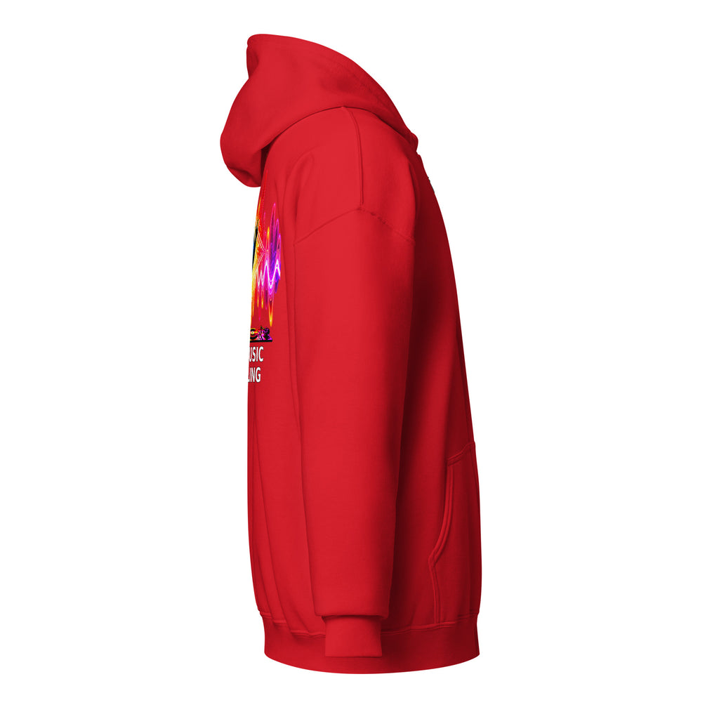 DJ Leslieson “House Music Is A Feeling” unisex zip hoodie in Red, right side view