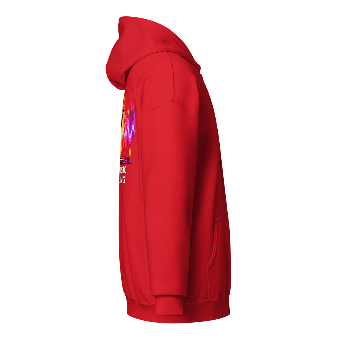 DJ Leslieson “House Music Is A Feeling” unisex zip hoodie in Red, right side view