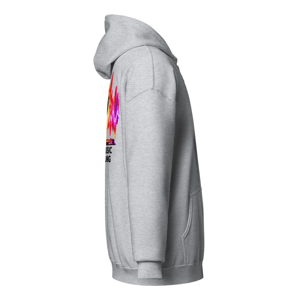 DJ Leslieson “House Music Is A Feeling” unisex zip hoodie in Sport Grey, right side view