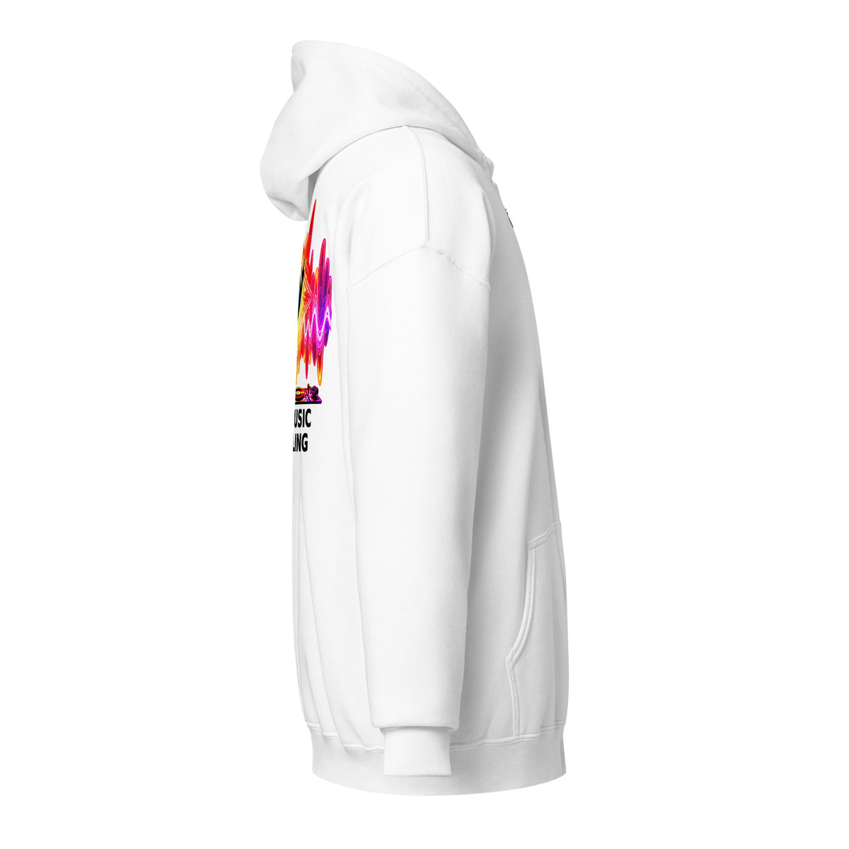 DJ Leslieson “House Music Is A Feeling” unisex zip hoodie in White, right side view